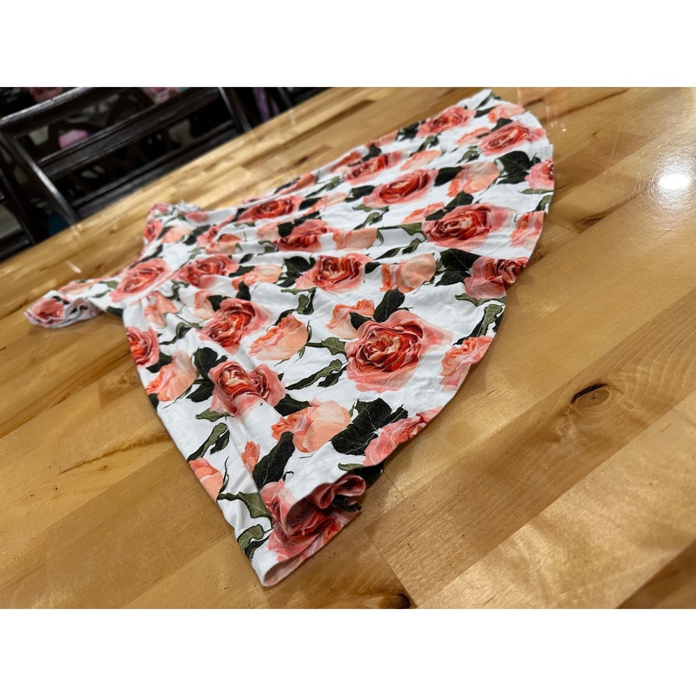 Bums & Roses Floral Ruffle Dress Toddler 2T Pink‎ White Twirl Bamboo Viscose - Picture 4 of 7